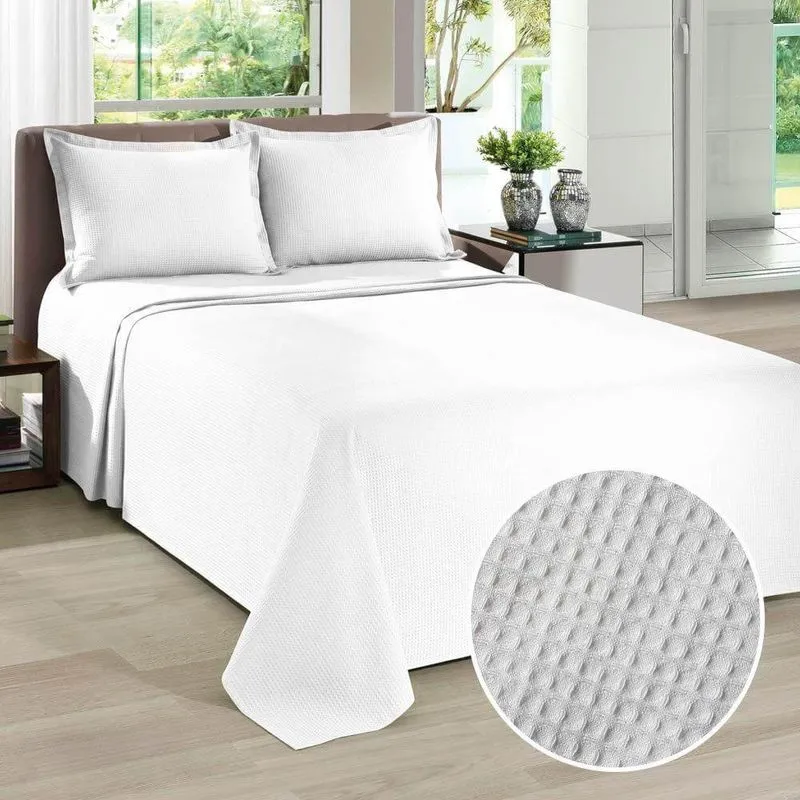 COLCHA PIQUET TEXTIL LAR CASAL FAVO CORAL