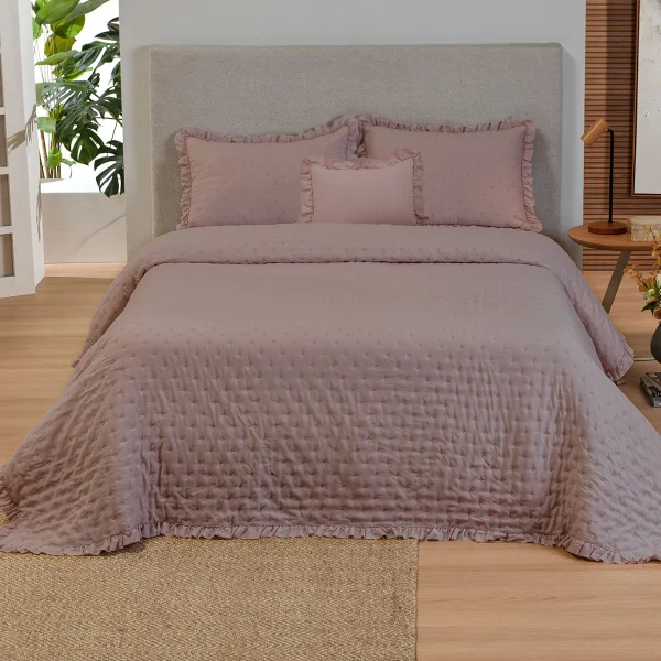 kit colcha casal appel charme rosa class