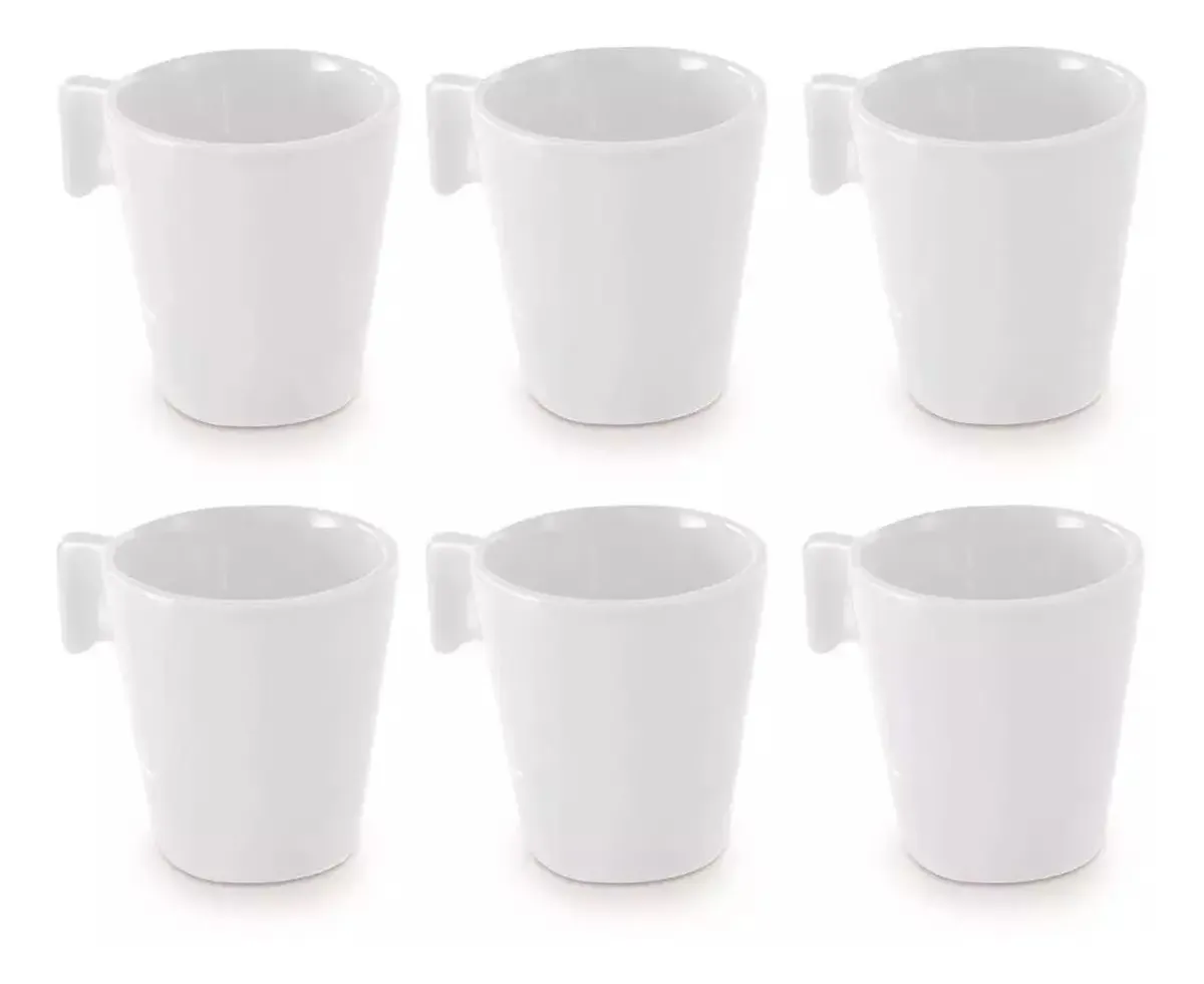 conjunto mini caneca cerâmica mimo style white 6 peças