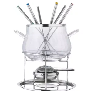conjunto fondue mimo style vidro e inox