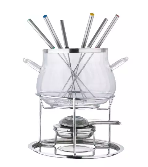 conjunto fondue mimo style vidro e inox