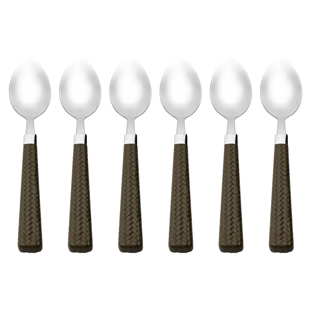 colher de sobremesa rattan mimo style prata 6 peças