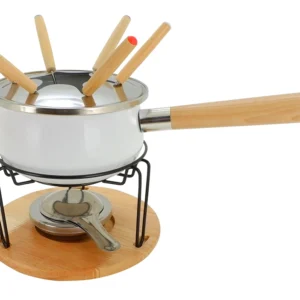 conjunto para fondue mimo style com cabo e base de madeira