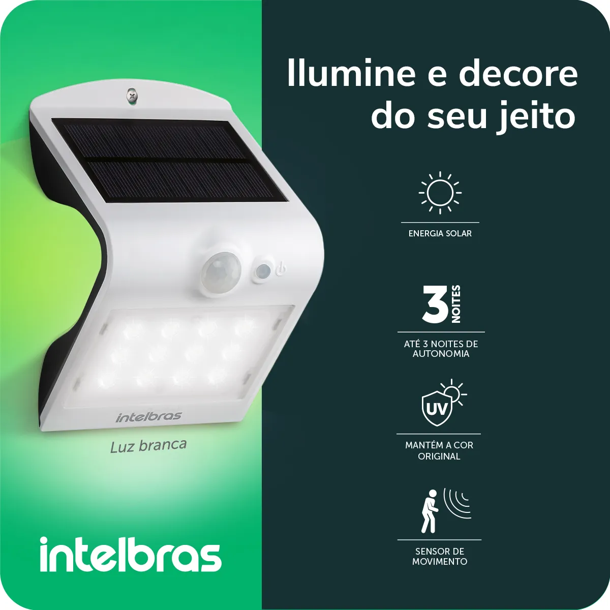Arandela Solar 220 Lúmens Intelbras ASI 220 Luz Branca