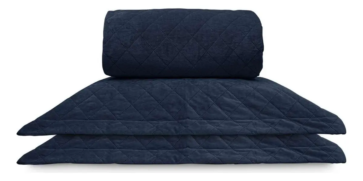 kit colcha appel velvet cv casal marinho