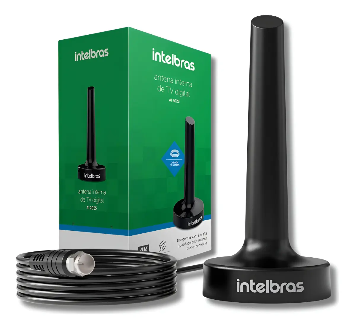 Antena De Tv Interna Intelbras Uhf Hdtv Cabo 2,5m - Ai2025