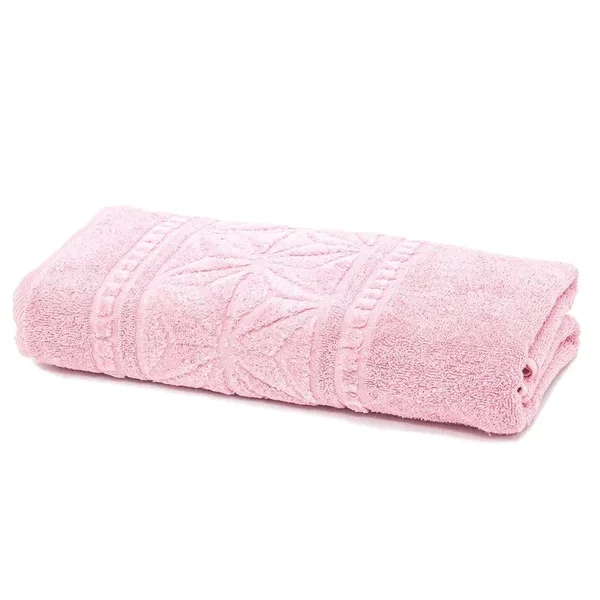 Toalha de Banho Döhler Confort Barra Jacquard Aveludada Rosa